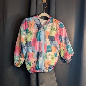 Girls Windbreaker Printed Hooded Zip-up Jacket - Size 5 Toddler